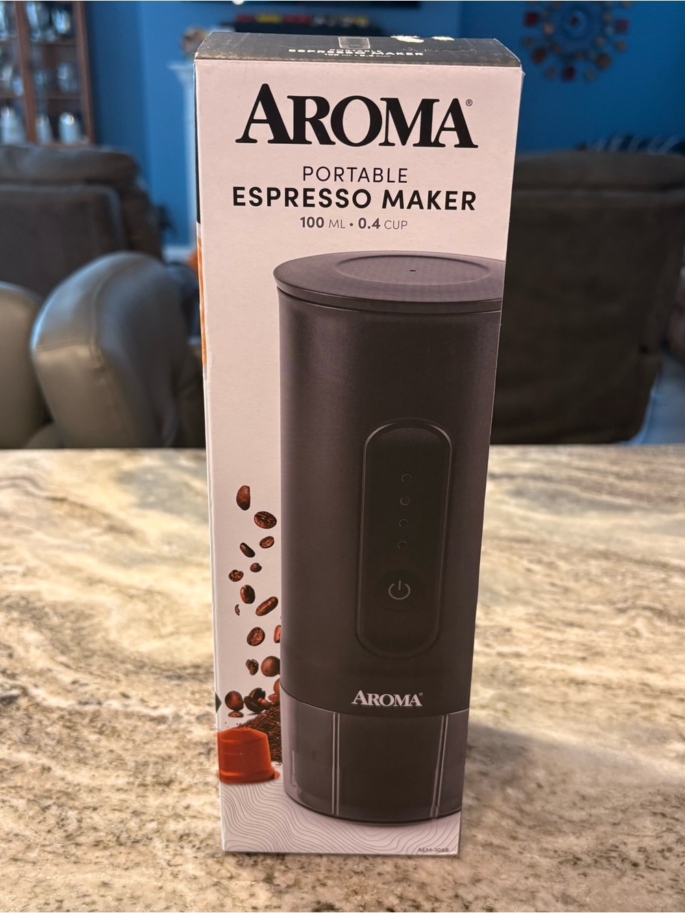 Aroma Portable Mini Espresso Maker AEM-108B Cordless Handheld Travel New OpenBox